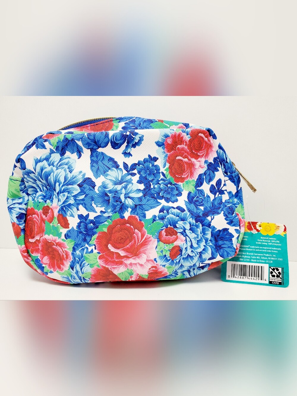 The Pioneer Woman Heritage Floral Cosmetic Bag - Blue, Red & Green - Picture 2 of 2